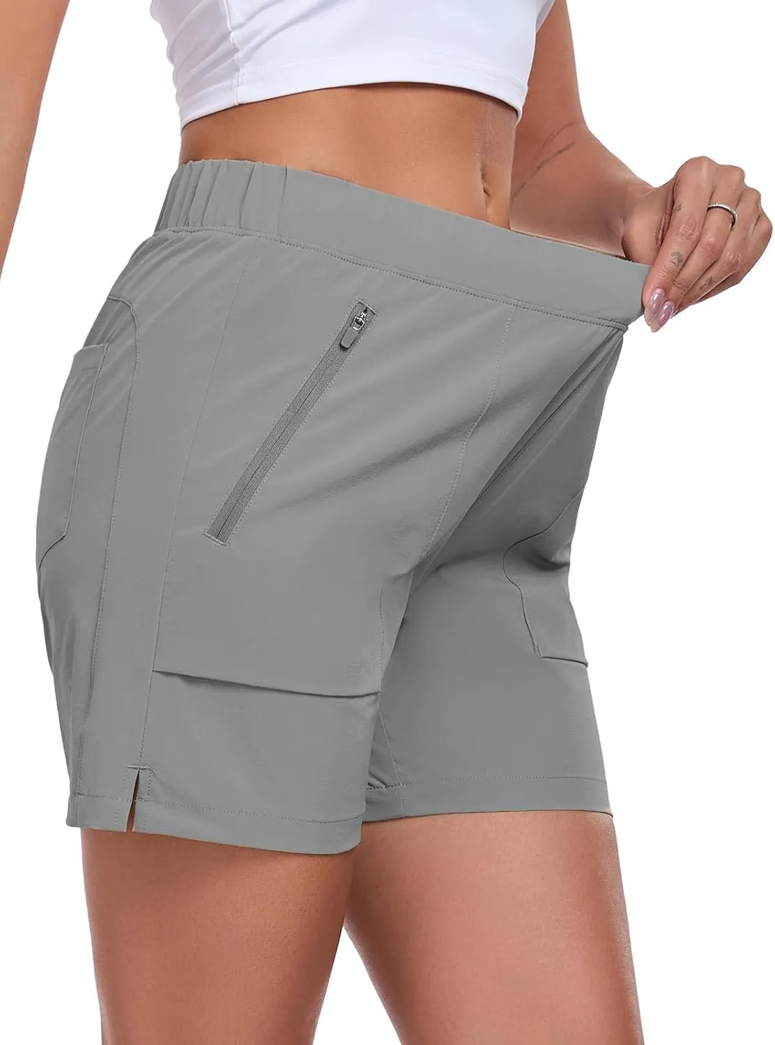 Womens 5'' Hiking Athletic Shorts Quick Dry Lightweight Golf Casual Summer Shorts with Zipper Pockets