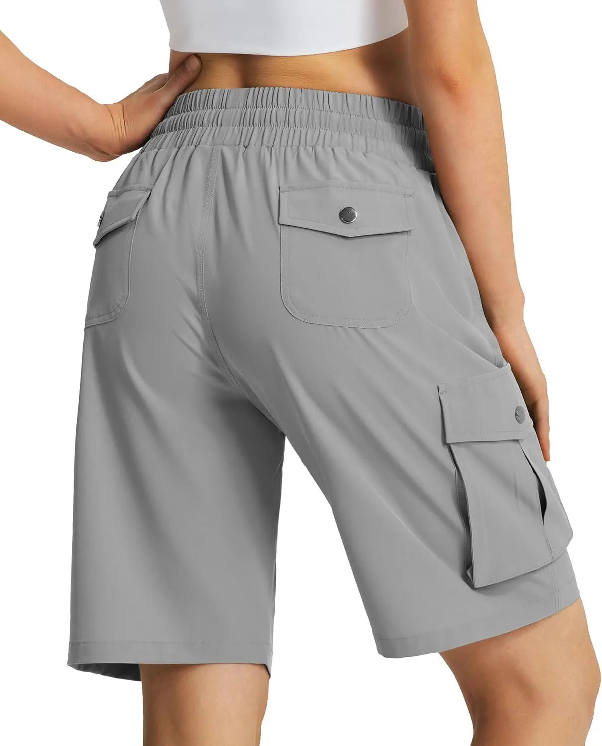 Women's 9" Hiking Cargo Shorts Quick Dry Lightweight Summer Shorts for Camping Travel Golf 6 Pockets