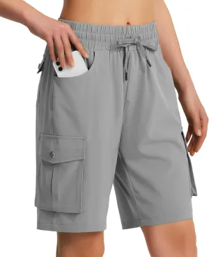 Women's 9" Hiking Cargo Shorts Quick Dry Lightweight Summer Shorts for Camping Travel Golf 6 Pockets
