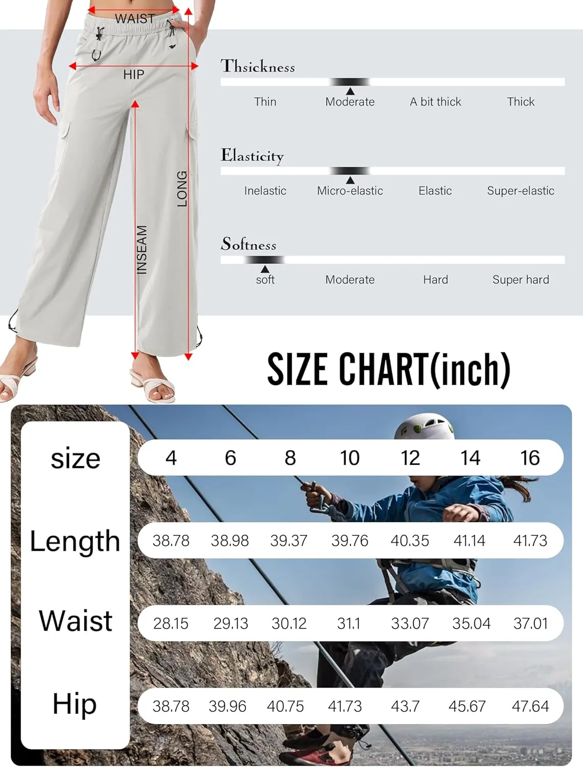 Women's Cargo Hiking Pants Waterproof Quick Dry Pants Outdoor Water Resistance Stretch Lightweight for Safari Casual Camping