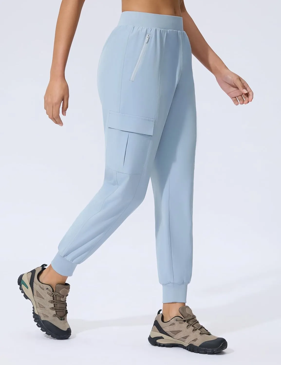 Women's Cargo Joggers Lightweight Hiking Jogger Pants Zipper Pockets Travel Athletic UPF 50 
