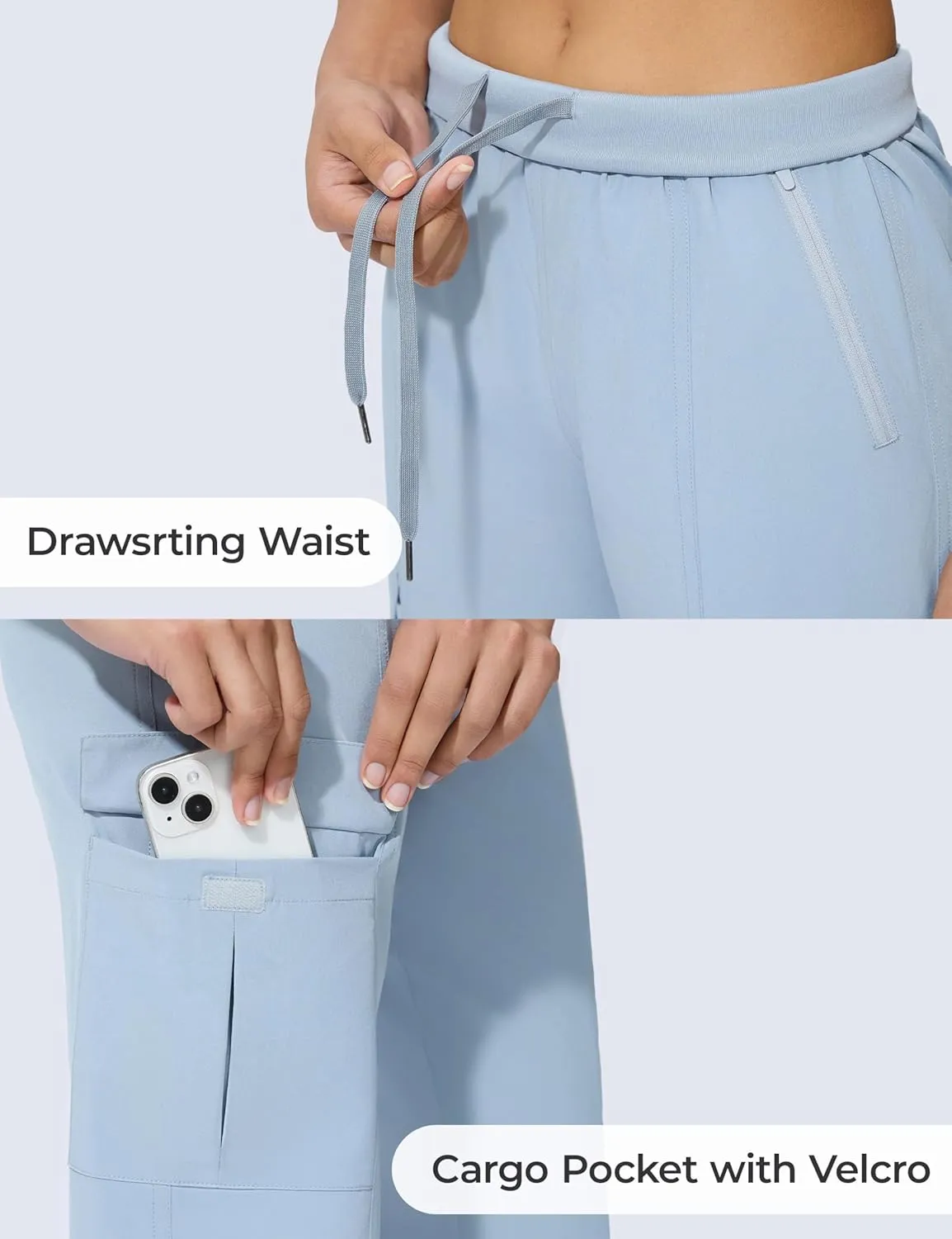 Women's Cargo Joggers Lightweight Hiking Jogger Pants Zipper Pockets Travel Athletic UPF 50 