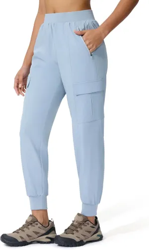 Women's Cargo Joggers Lightweight Hiking Jogger Pants Zipper Pockets Travel Athletic UPF 50 