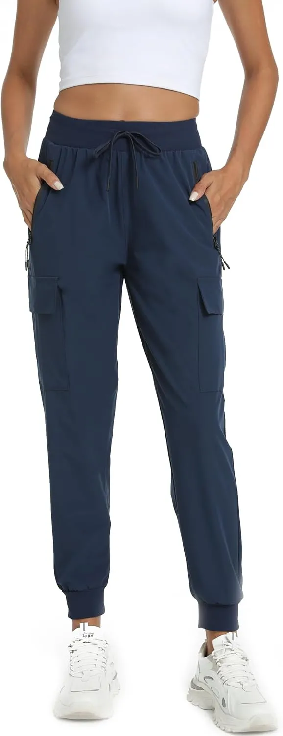 Womens Cargo Pants with Pockets-Lightweight Quick Dry Water Resistant Hiking Pants for Travel Casual Athletic and Outdoor