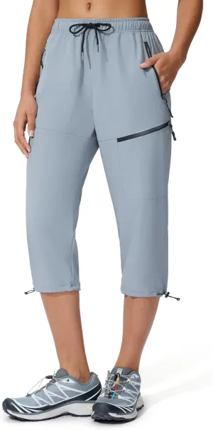 Women's Hiking Capri Pants Lightweight Quick Dry Outdoor Cargo Capris Camping Travel Zipper Pockets