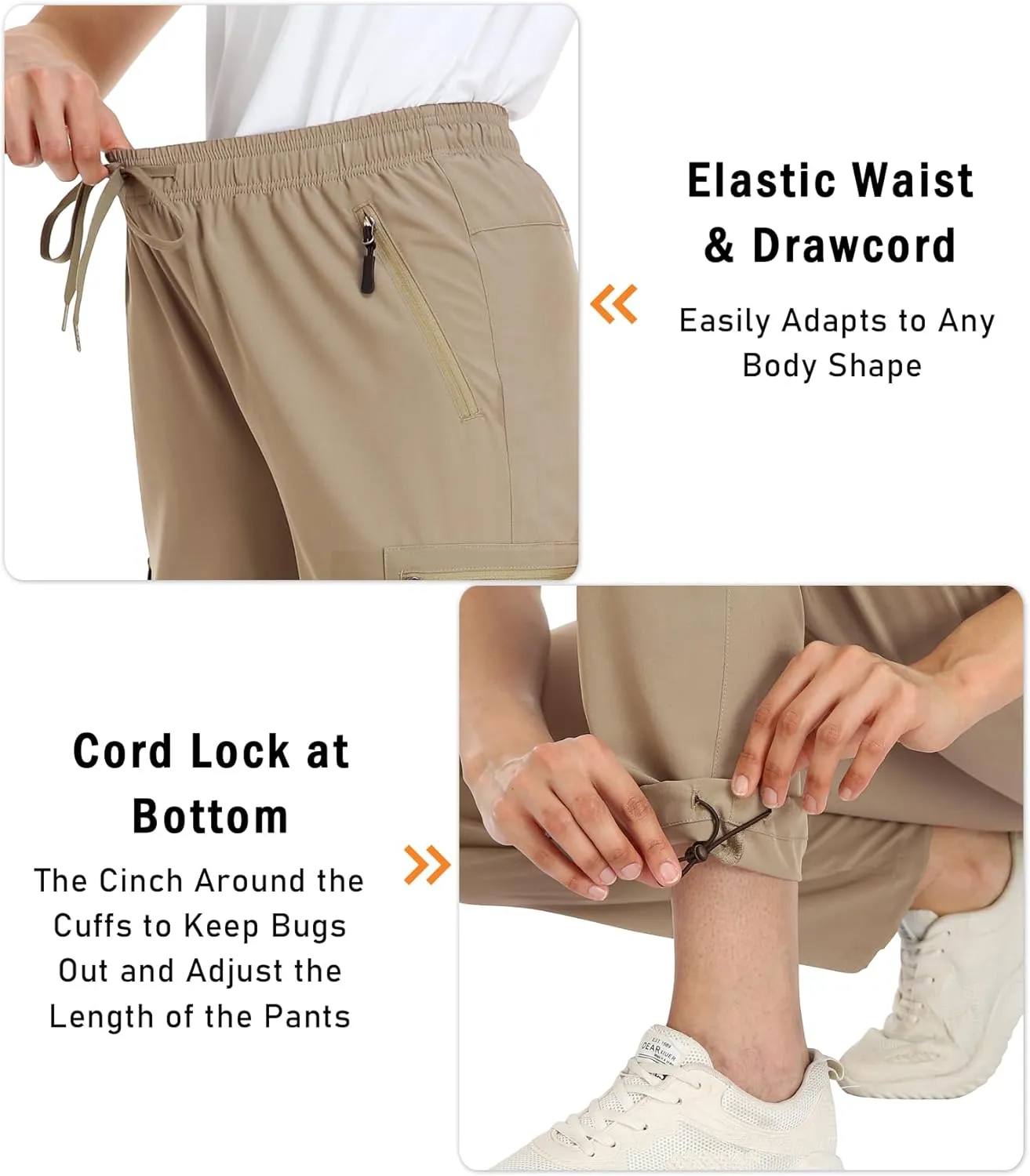 Women's Hiking Capris Pants Dri Fit UPF50  Outdoor Camping Travel Capri Elastic Waist Drawcord Active Joggers Capris