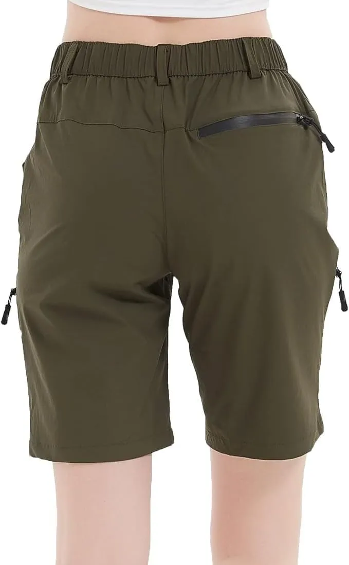 Women's Hiking Cargo Shorts Summer Quick Dry Lightweight Shorts Travel Athletic Golf with Zipper Pockets
