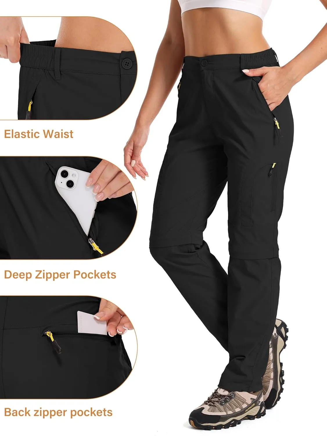 Women's Hiking Pants Convertible Quick Dry Stretch Lightweight Zip-Off Outdoor Fishing Travel Safari Pants