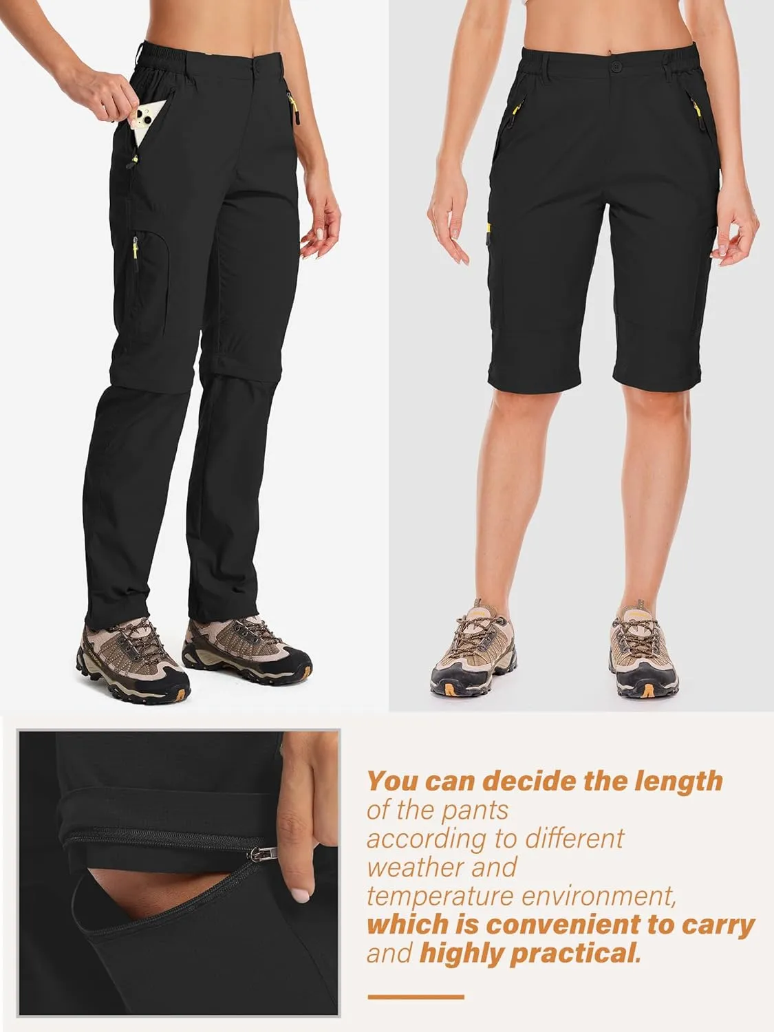 Women's Hiking Pants Convertible Quick Dry Stretch Lightweight Zip-Off Outdoor Fishing Travel Safari Pants