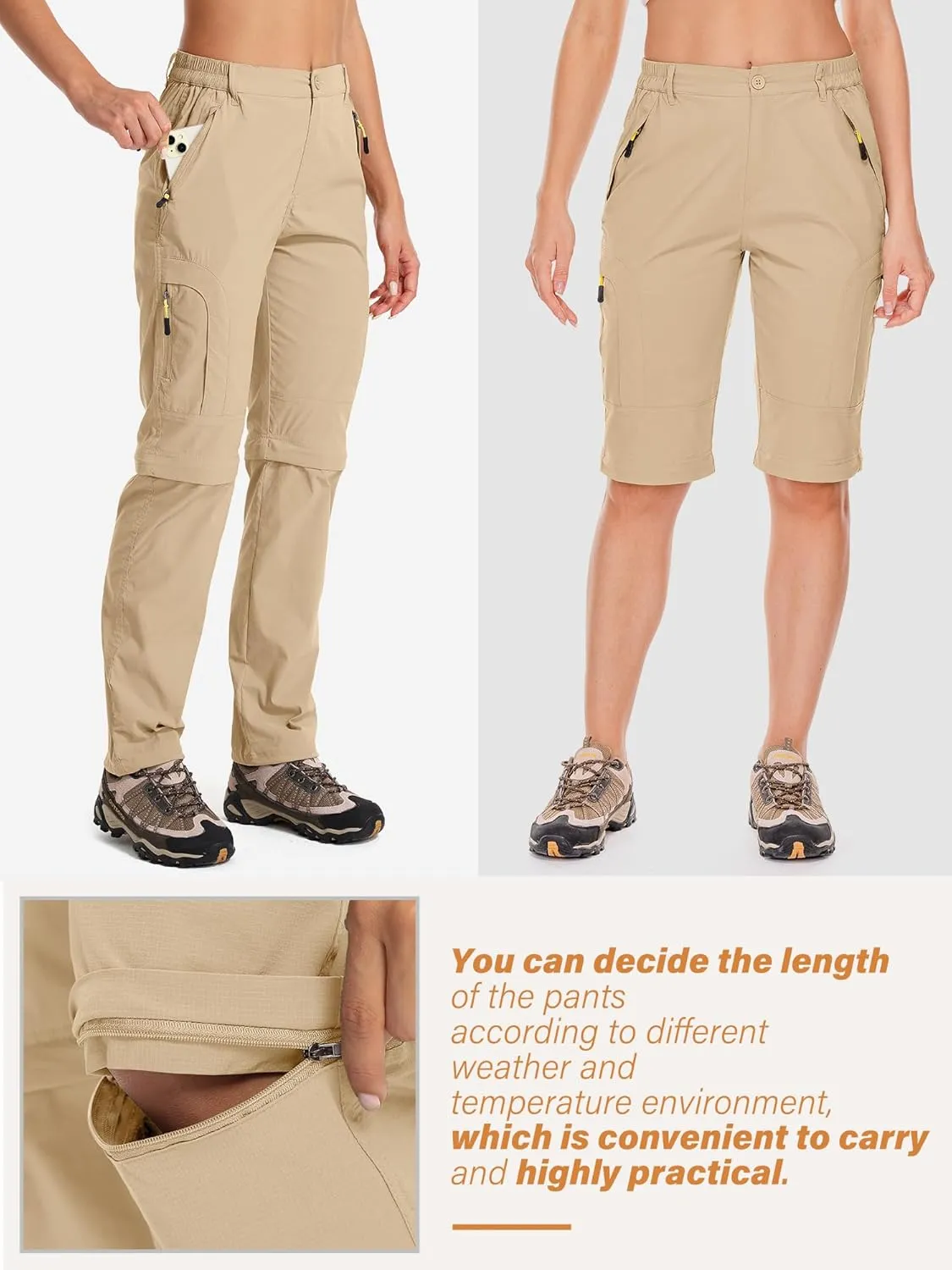 Women's Hiking Pants Convertible Quick Dry Stretch Lightweight Zip-Off Outdoor Fishing Travel Safari Pants
