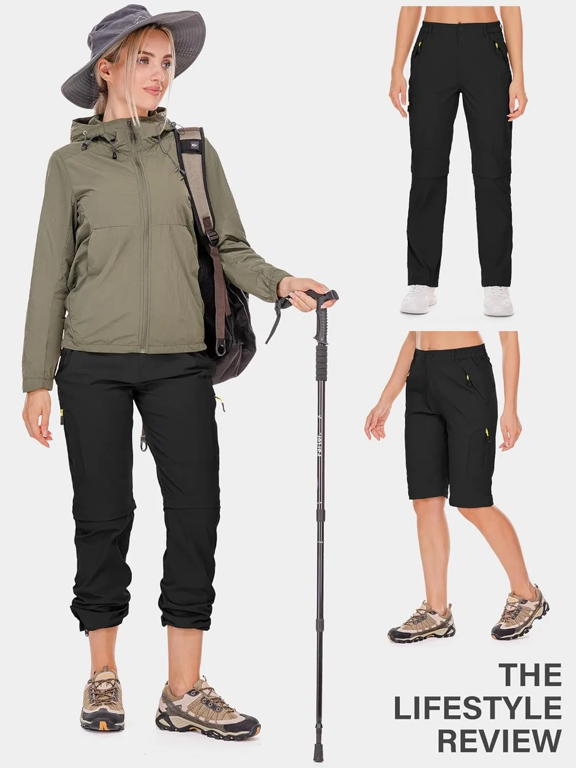 Women's Hiking Pants Convertible Quick Dry Stretch Lightweight Zip-Off Outdoor Fishing Travel Safari Pants