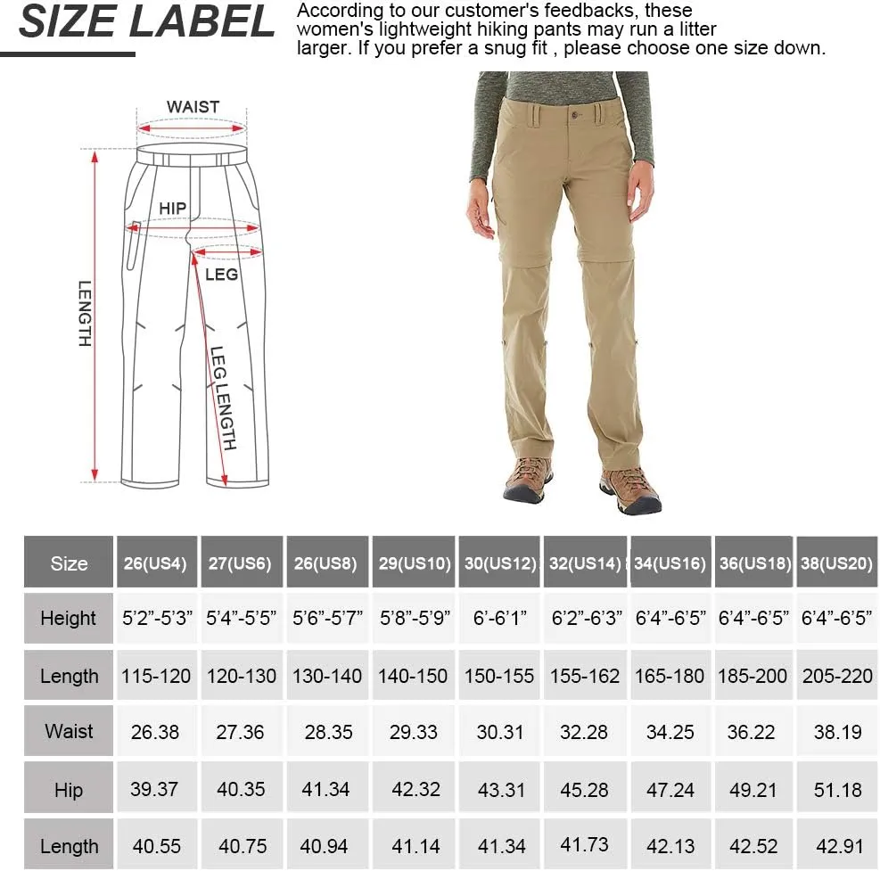 Women's Hiking Pants Convertible Zip Off Lightweight Quick Dry Outdoor Travel Camping Safari fising Pants