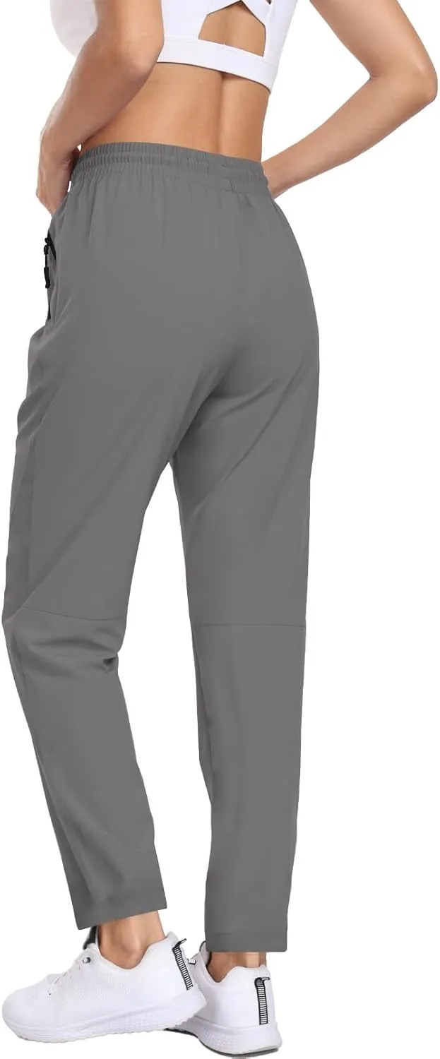 Womens Hiking Pants Waterproof Quick Dry Elastic Waist Drawstring Sweatpants UPF 50  Lightweight Travel Casual