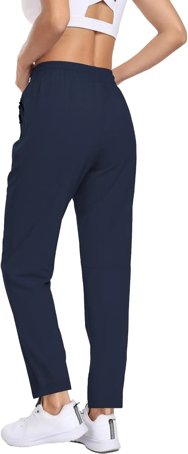 Womens Hiking Pants Waterproof Quick Dry Elastic Waist Drawstring Sweatpants UPF 50  Lightweight Travel Casual