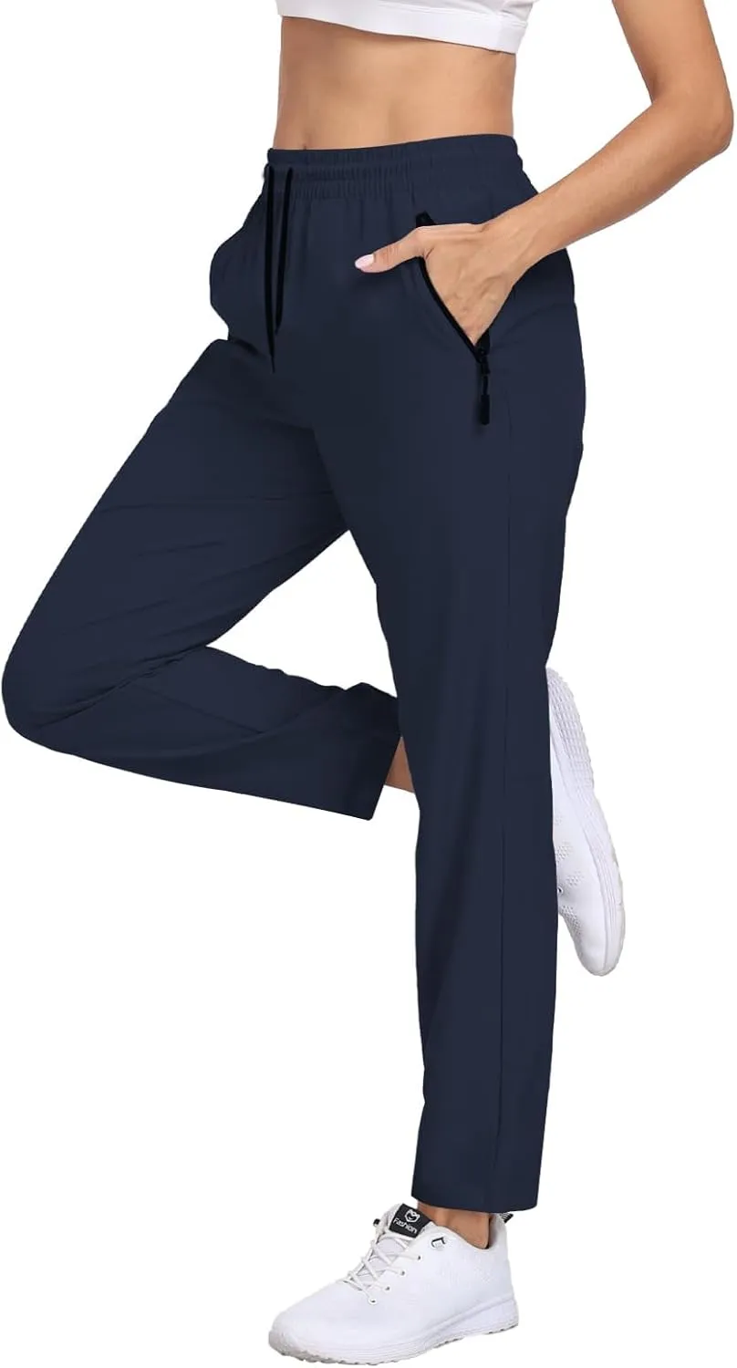 Womens Hiking Pants Waterproof Quick Dry Elastic Waist Drawstring Sweatpants UPF 50  Lightweight Travel Casual