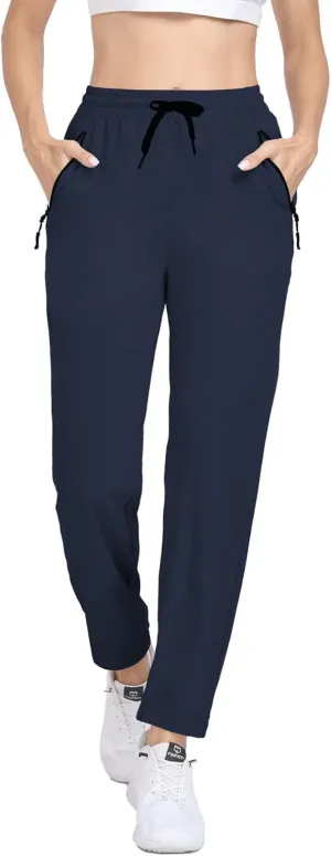 Womens Hiking Pants Waterproof Quick Dry Elastic Waist Drawstring Sweatpants UPF 50  Lightweight Travel Casual