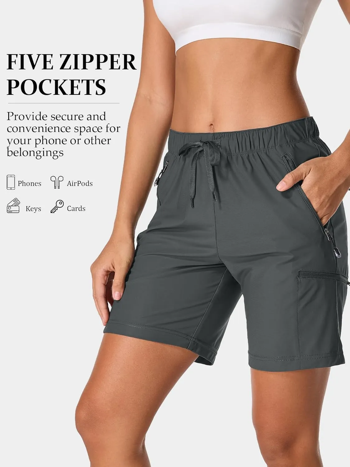 Women's Hiking Shorts Quick Dry Lightweight Summer Golf Bermuda Shorts for Outdoor Athletic with Zipper Pockets