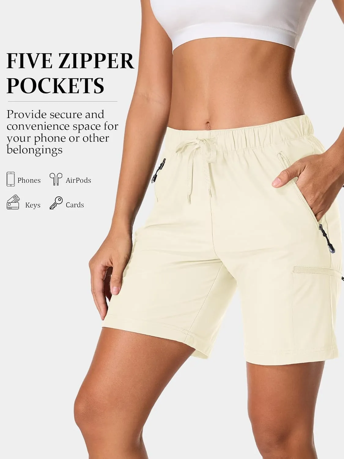 Women's Hiking Shorts Quick Dry Lightweight Summer Golf Bermuda Shorts for Outdoor Athletic with Zipper Pockets