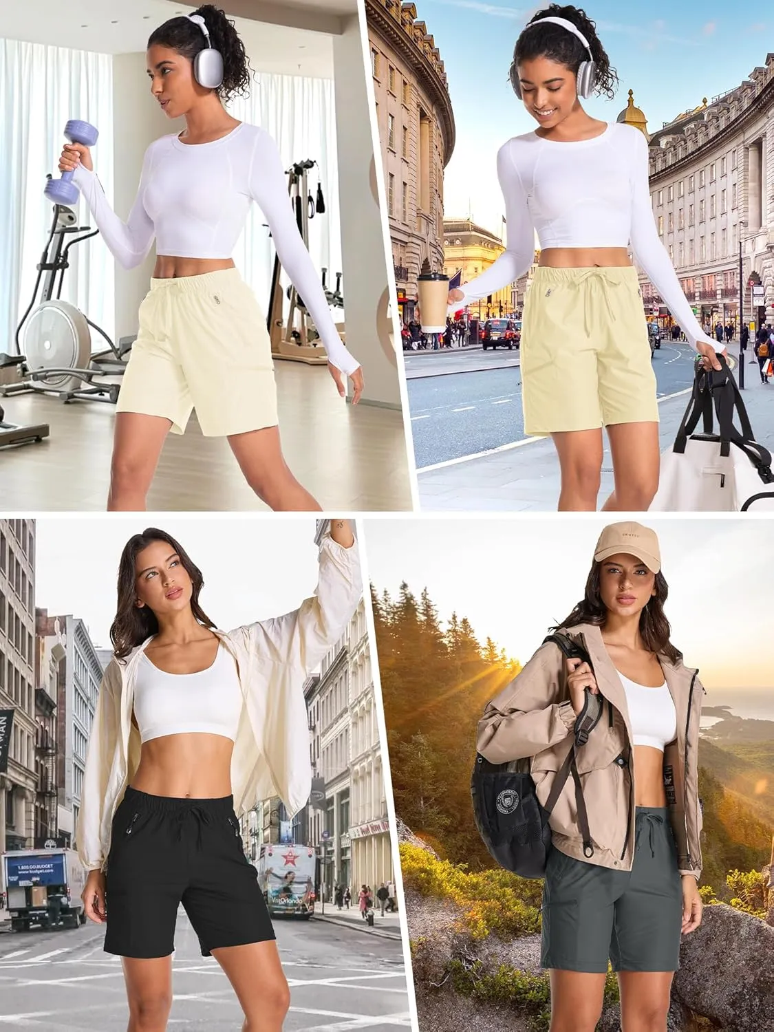 Women's Hiking Shorts Quick Dry Lightweight Summer Golf Bermuda Shorts for Outdoor Athletic with Zipper Pockets