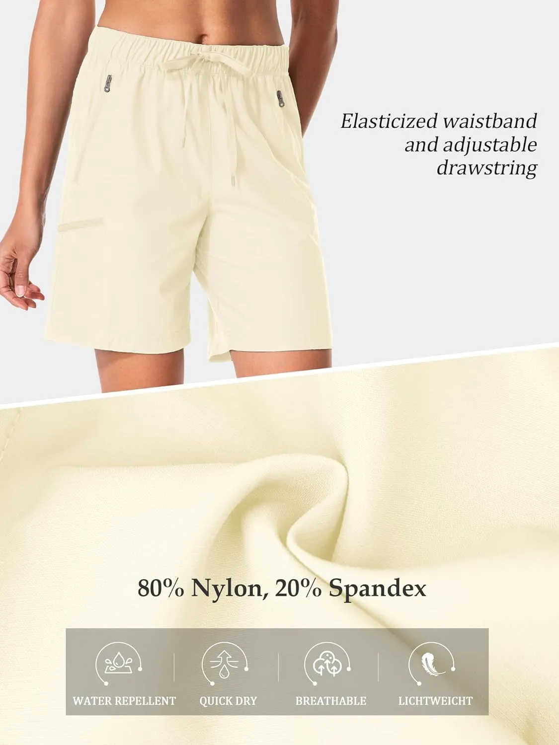 Women's Hiking Shorts Quick Dry Lightweight Summer Golf Bermuda Shorts for Outdoor Athletic with Zipper Pockets