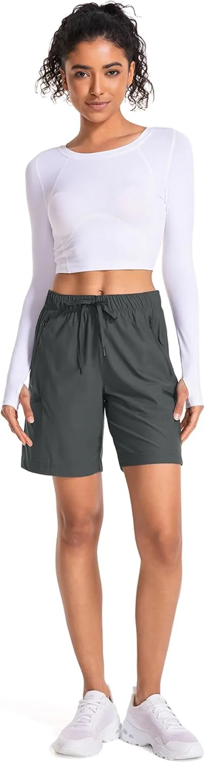 Women's Hiking Shorts Quick Dry Lightweight Summer Golf Bermuda Shorts for Outdoor Athletic with Zipper Pockets