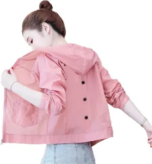 Women's Jacket Sun Protection Clothing Thin Summer UV Protection Breathable Hooded Coat Female Outerwear