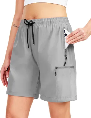Women's Lightweight Hiking Cargo Shorts Quick Dry Athletic Shorts for Camping Travel Golf with Zipper Pockets