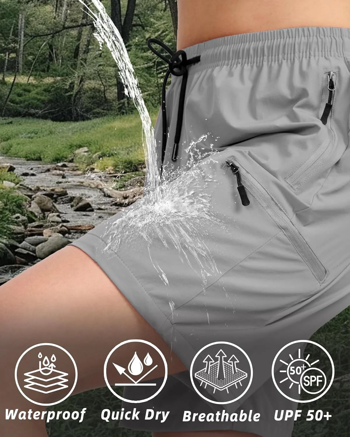 Women's Lightweight Hiking Cargo Shorts Quick Dry Athletic Shorts for Camping Travel Golf with Zipper Pockets