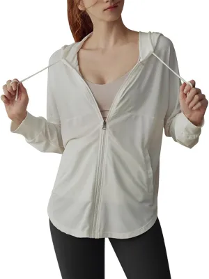 Women's Solid Color Fashion Sun Protection UV Jacket Full Zip Lightweight Jackets Athletic Workout Hoodie Shirt
