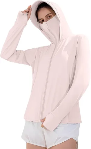 Women's Sun Protection Jacket Lightweight Cooling Long Sleeve Sun Shirt with Hoodie Brim Outdoor Hiking UV Shirts