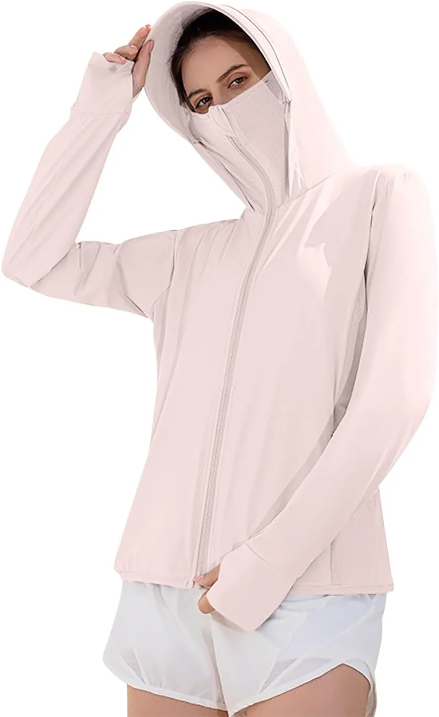 Women's Sun Protection Jacket Lightweight Cooling Long Sleeve Sun Shirt with Hoodie Brim Outdoor Hiking UV Shirts