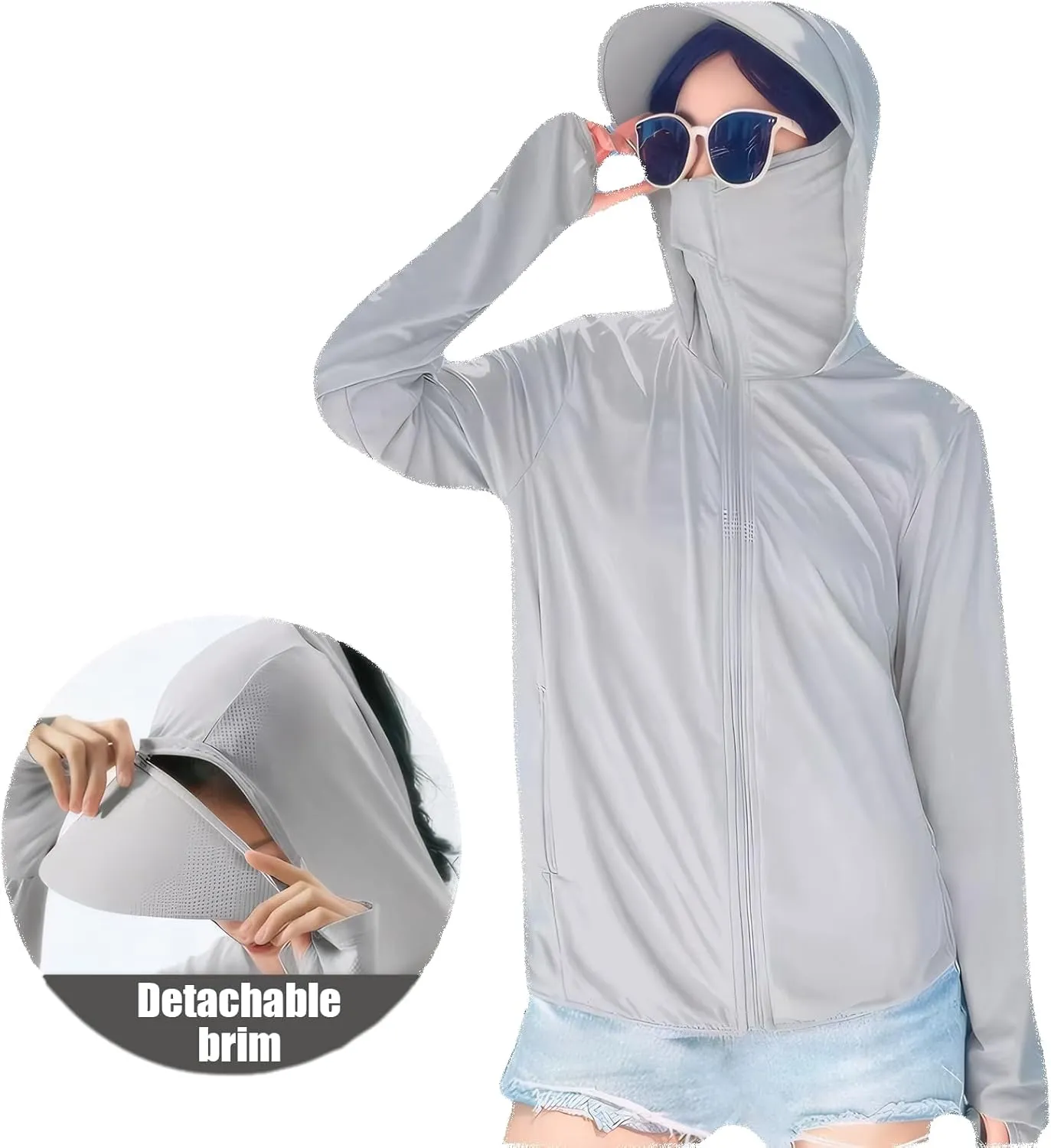 Women's Sun Protective Clothing - Full Zip UPF 50  UV Jacket - Breathable Long Sleeve Hoodie Sun Shirt