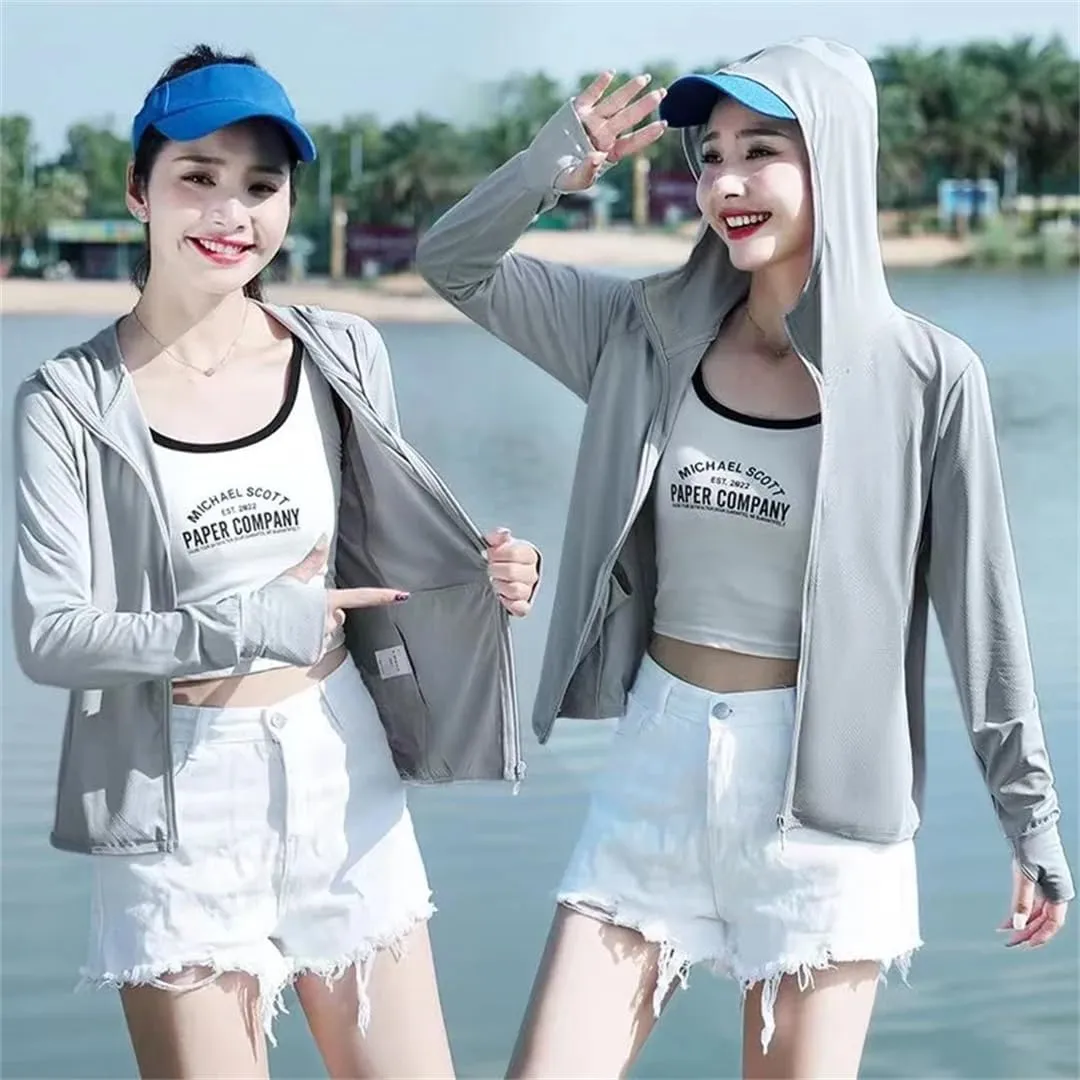 Women's Sunscreens Jacket Summer 2024 Thin UV Coat Breathable Sun-Protective Clothing Hooded Tops Female