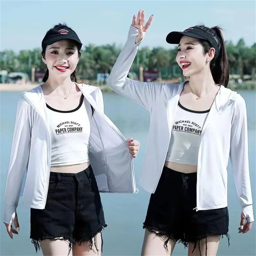 Women's Sunscreens Jacket Summer 2024 Thin UV Coat Breathable Sun-Protective Clothing Hooded Tops Female