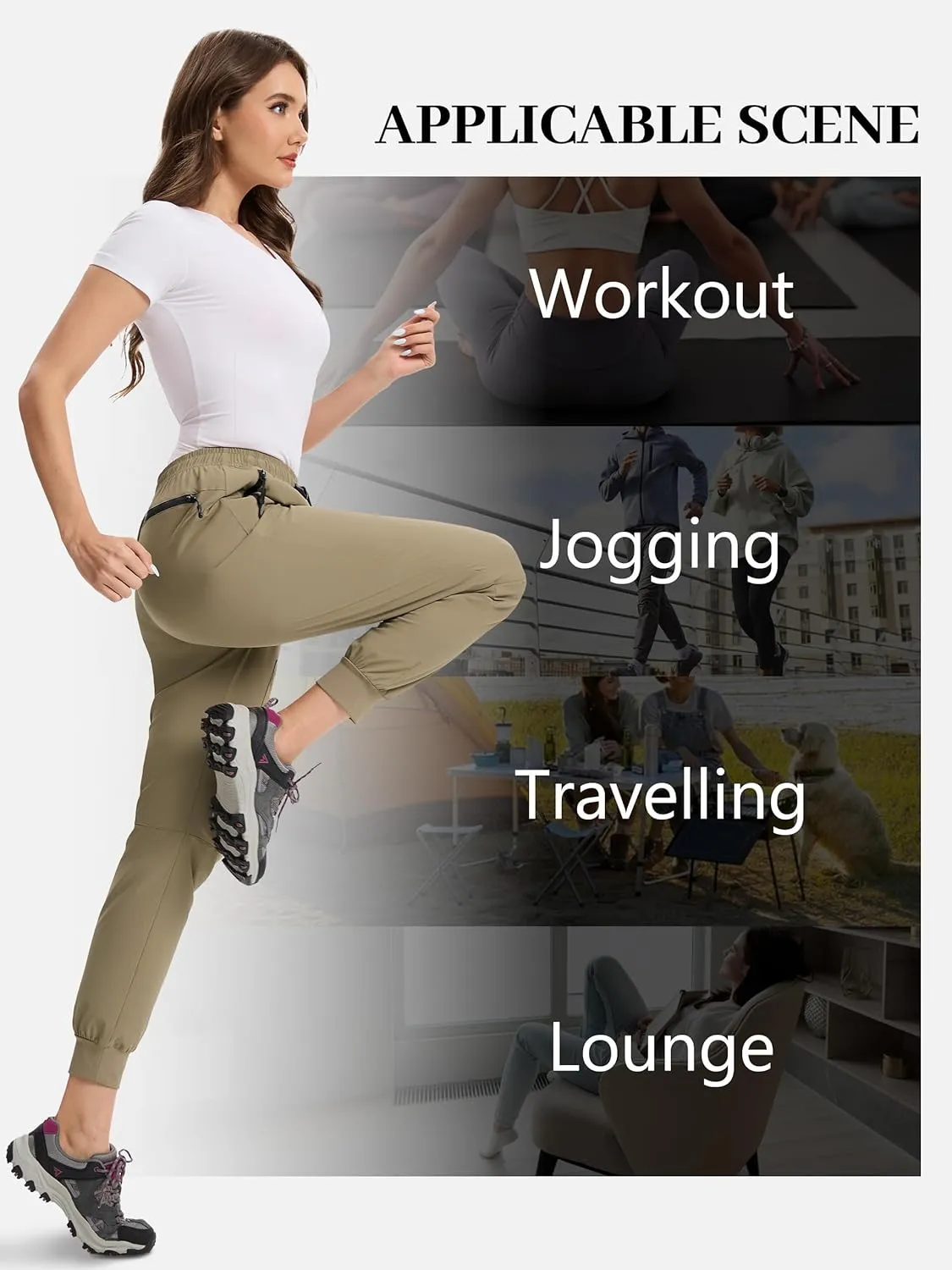 Womens Tall Hiking Pants 30/32/34 Inseam Lightweight Joggers Quick Dry 4 Pockets Travel Athletic Cargo UPF50 