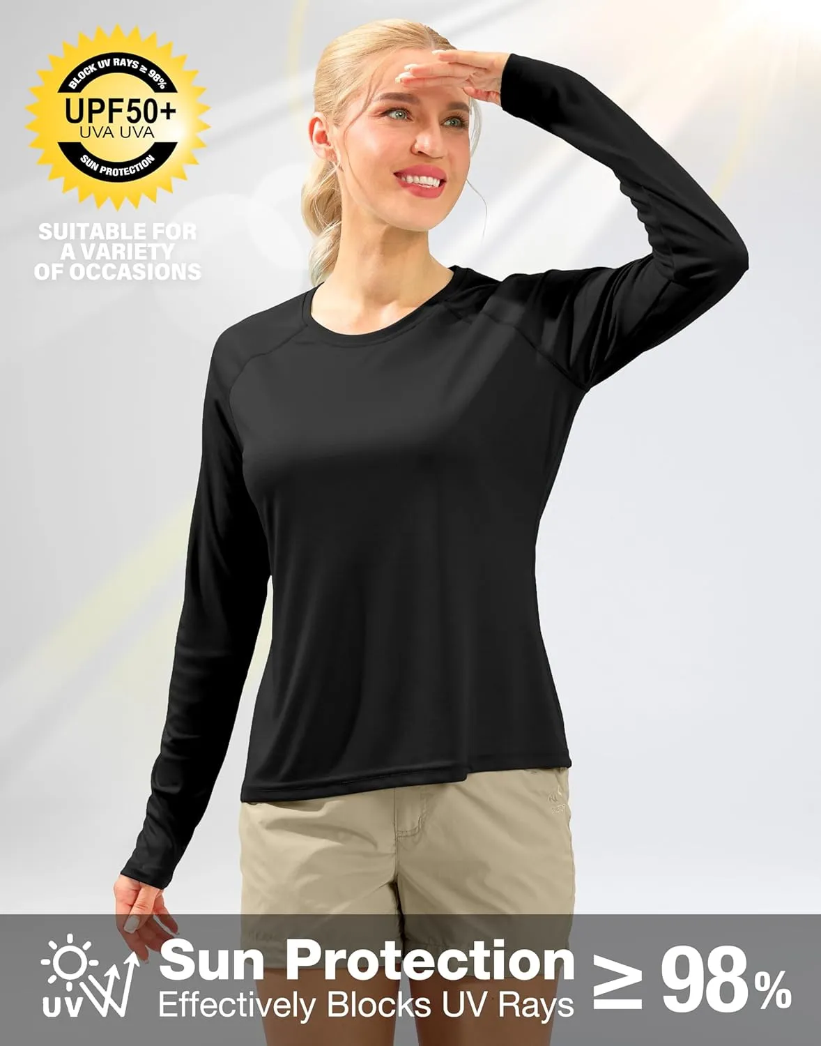 Women's UPF 50  Sun Shirts Long Sleeve UV Protection Rash Guard Lightweight Quick Dry Workout Hiking Tops for Women