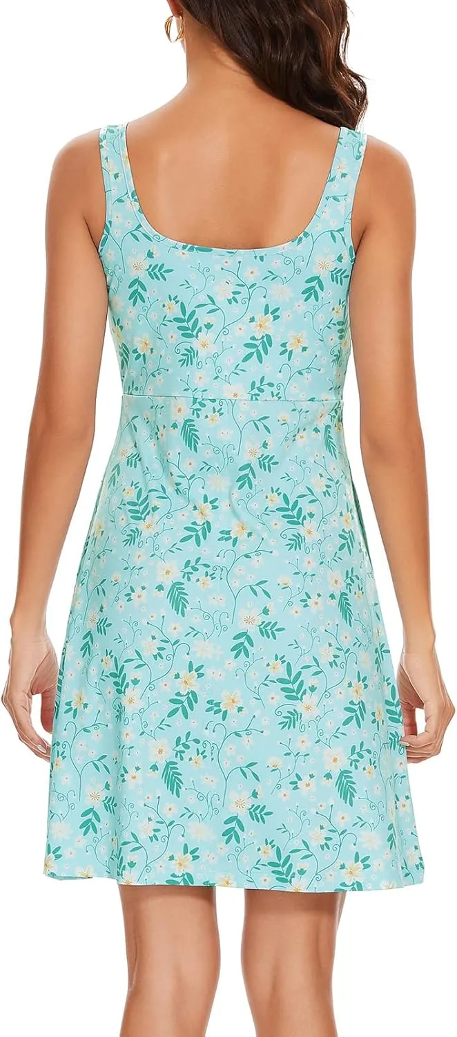 Women’s UPF 50  Tank Dress A-Line with Pockets Breathable Quick Dry Sun Protection for Hiking Camping Beach Outdoor