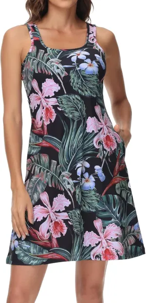 Women’s UPF 50  Tank Dress A-Line with Pockets Breathable Quick Dry Sun Protection for Hiking Camping Beach Outdoor