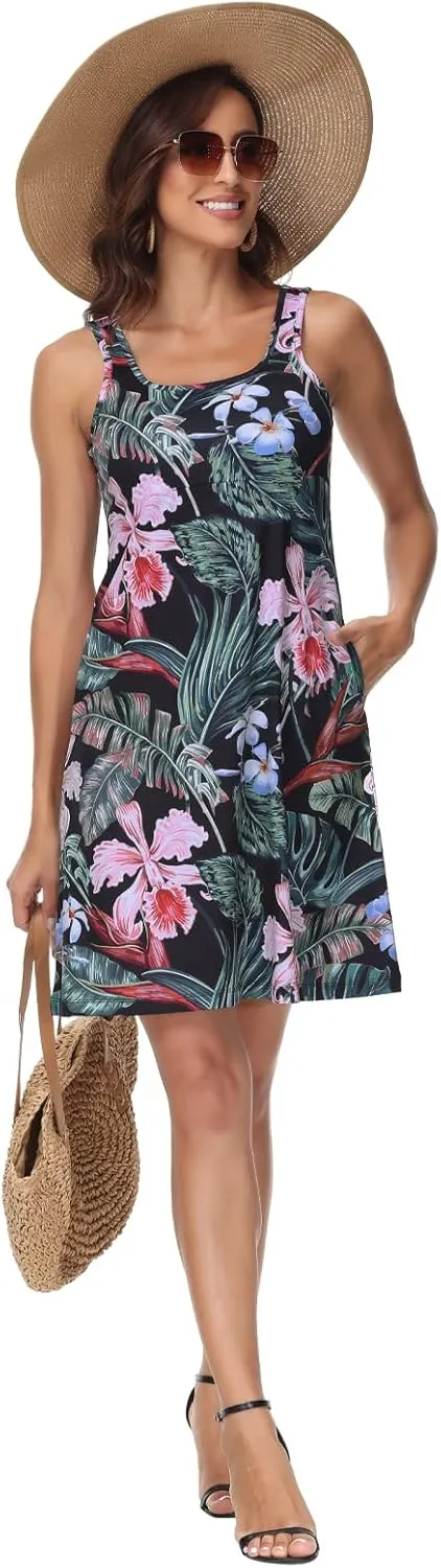 Women’s UPF 50  Tank Dress A-Line with Pockets Breathable Quick Dry Sun Protection for Hiking Camping Beach Outdoor