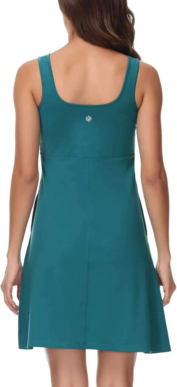 Women’s UPF 50  Tank Dress A-Line with Pockets Breathable Quick Dry Sun Protection for Hiking Camping Beach Outdoor