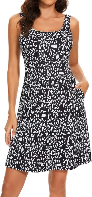 Women’s UPF 50  Tank Dress A-Line with Pockets Breathable Quick Dry Sun Protection for Hiking Camping Beach Outdoor