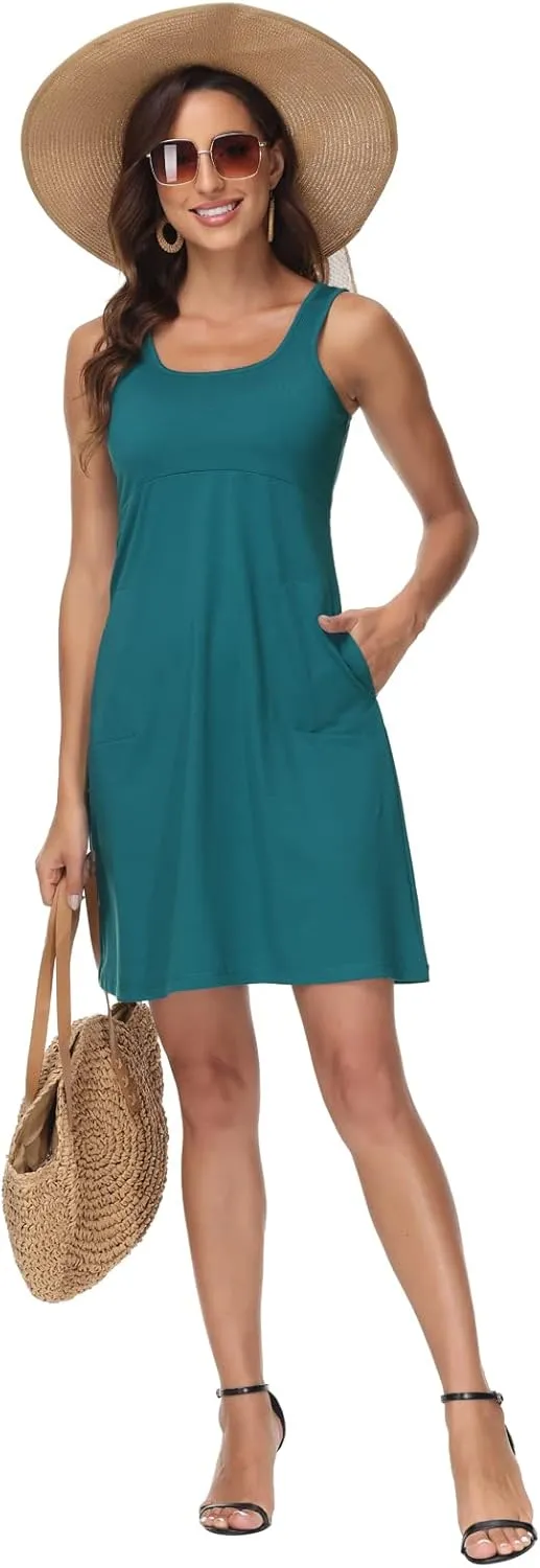Women’s UPF 50  Tank Dress A-Line with Pockets Breathable Quick Dry Sun Protection for Hiking Camping Beach Outdoor