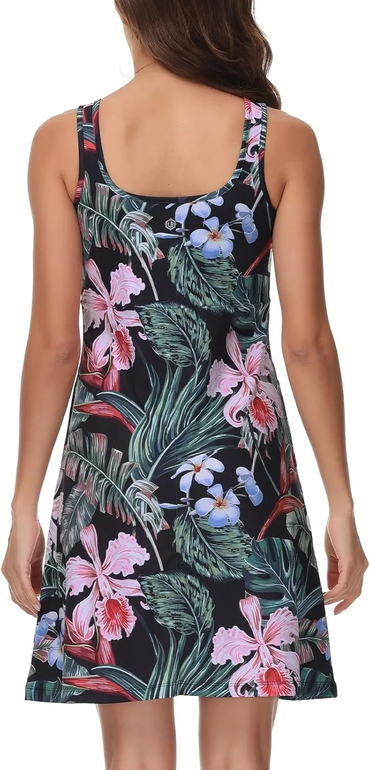 Women’s UPF 50  Tank Dress A-Line with Pockets Breathable Quick Dry Sun Protection for Hiking Camping Beach Outdoor