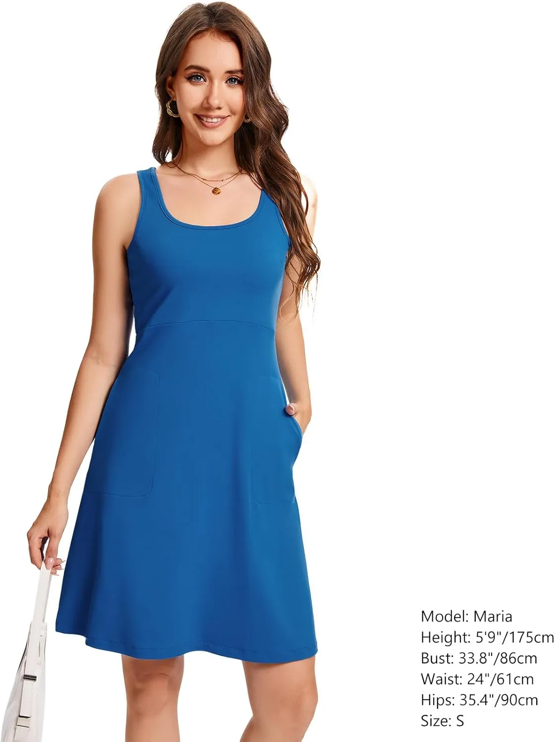 Women’s UPF 50  Tank Dress A-Line with Pockets Breathable Quick Dry Sun Protection for Hiking Camping Beach Outdoor