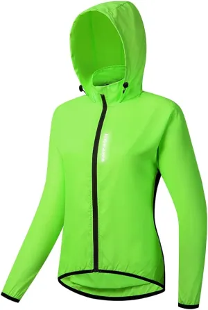WOSAWE Women's Packable Cycling Jacket Water Resistance Running Hooded Windbreaker