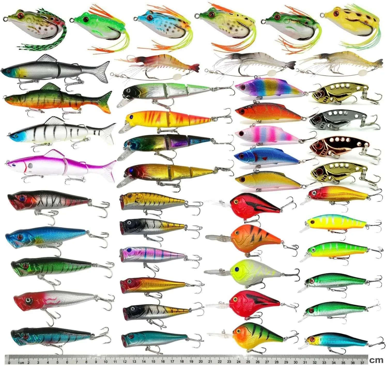 XBLACK Hard Fishing Lures Set Minnow Popper Jointed VIB Shrimp Frogs CrankBaits for Beginner Starter, XBLACK Baits, Catch Big Fish!