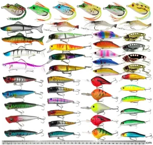 XBLACK Hard Fishing Lures Set Minnow Popper Jointed VIB Shrimp Frogs CrankBaits for Beginner Starter, XBLACK Baits, Catch Big Fish!