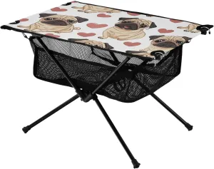 xigua Cute Dogs Folding Camping Table,Portable Camp Table with Carry Bag Beach Table Folding Table for Picnic, Camp,Party,Travel123