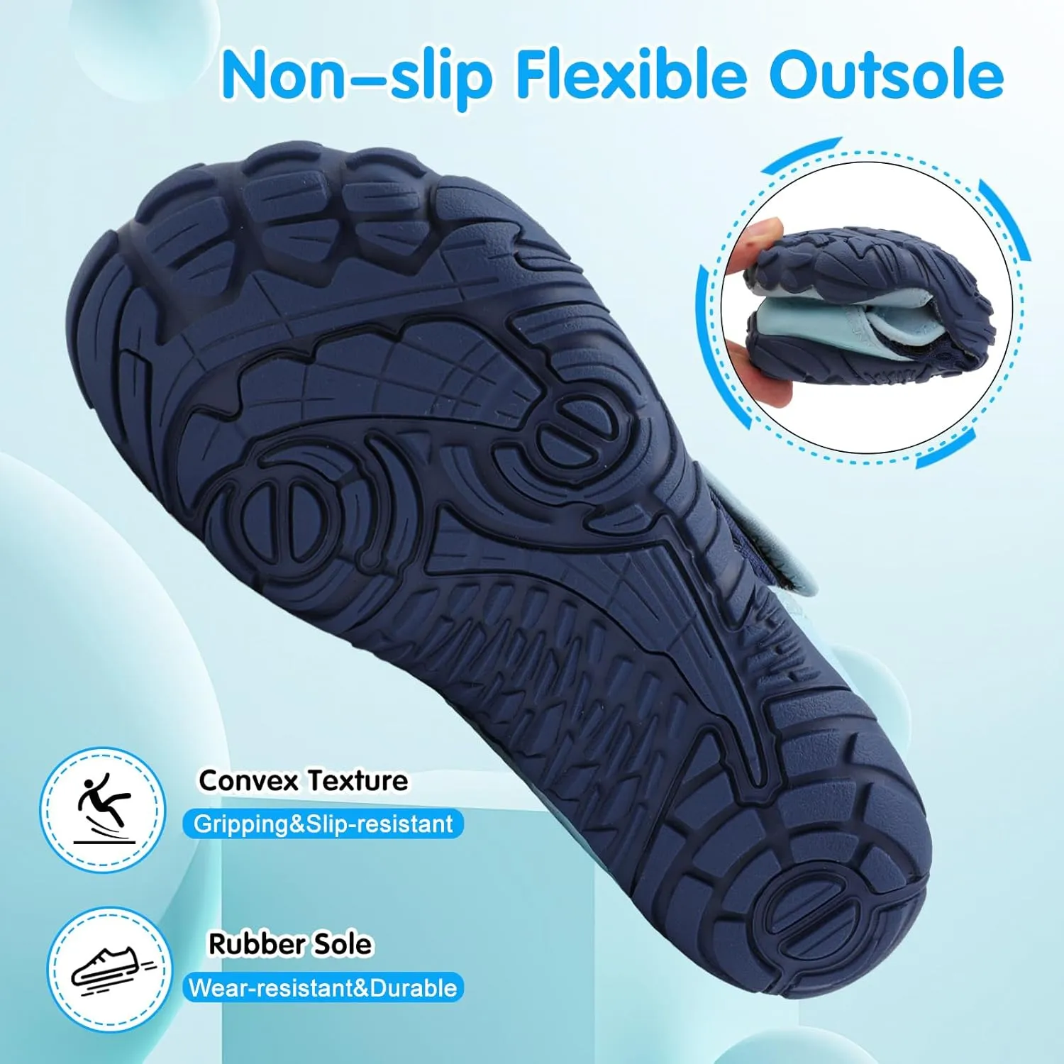 XIHALOOK Water Shoes for Kids Boys Girls Wide Toe Barefoot Quick Dry for Beach Swim Pool Surf Aqua Sports
