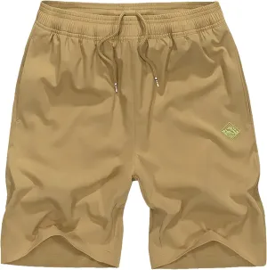 XinYangNi Men's 10" Athletic Shorts Lightweight Outdoor Quick Dry Basketball Running Workout Hiking Tennis Shorts Zip Pockets